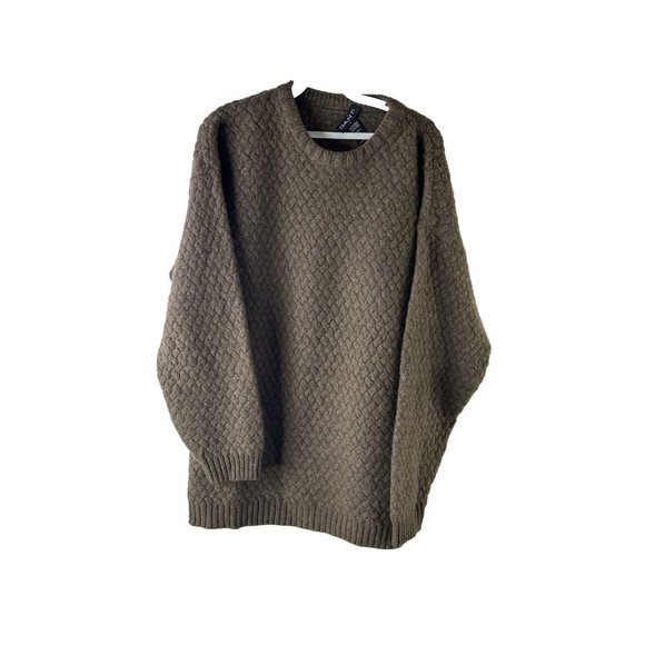 Vintage Other - VTG 90s Chunky Lambswool Cable Knit Crewneck Sweater Brown